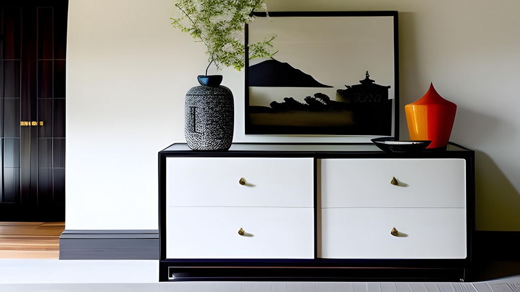 Chinese cabinet paired with contemporary minimalist décor