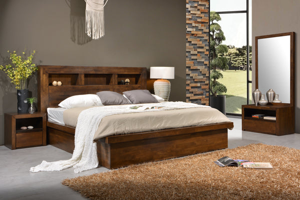 Levi Bed Frame with Bookcase Headboard - The A2Z Furniture