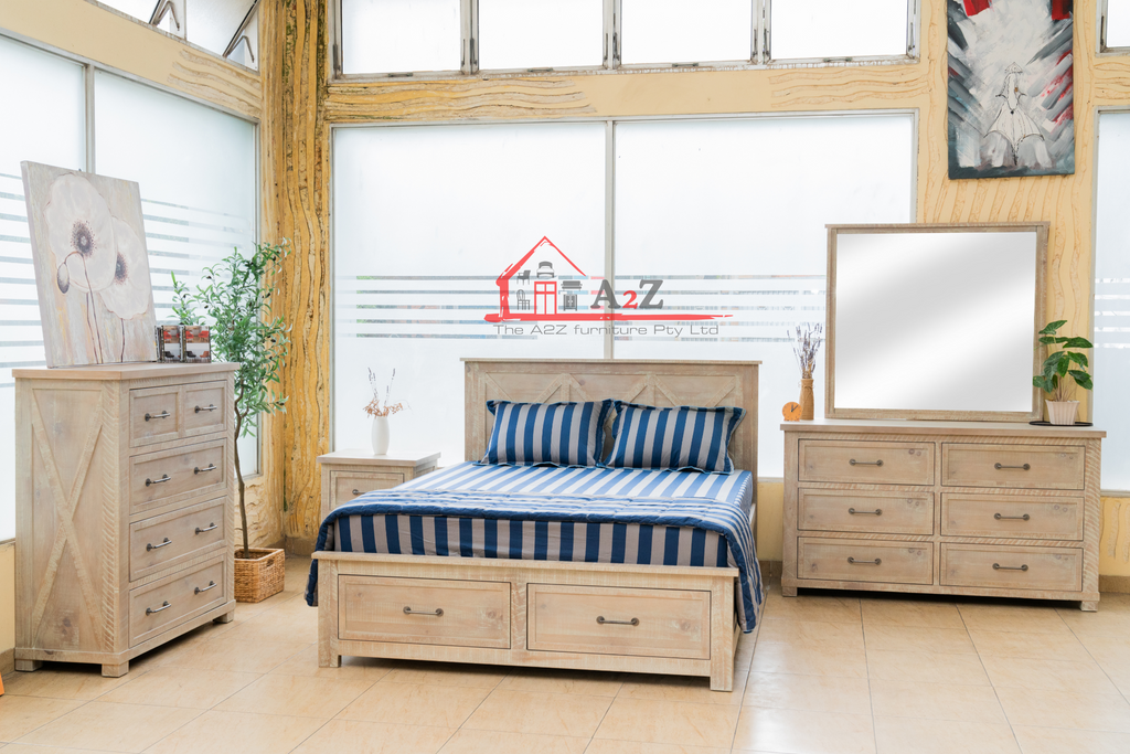 Jasper Wooden Bed Frame with Storage - The A2Z Furniture