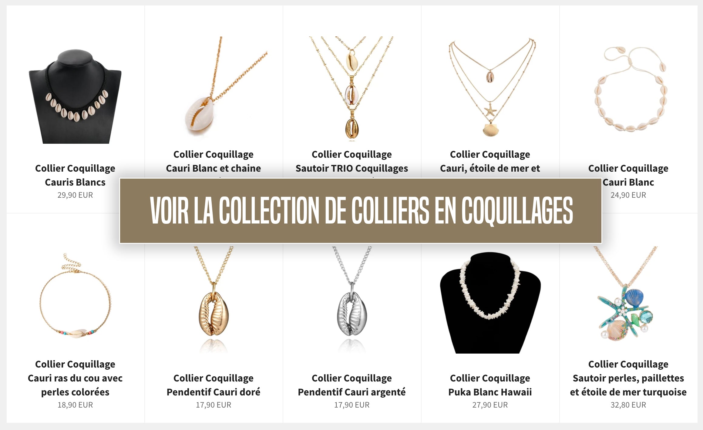 Collection colliers en Coquillages