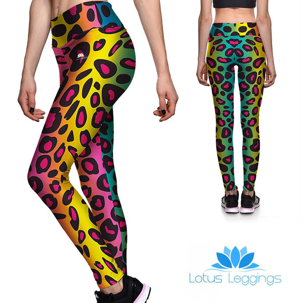Rainbow Leopard Athletic Leggings