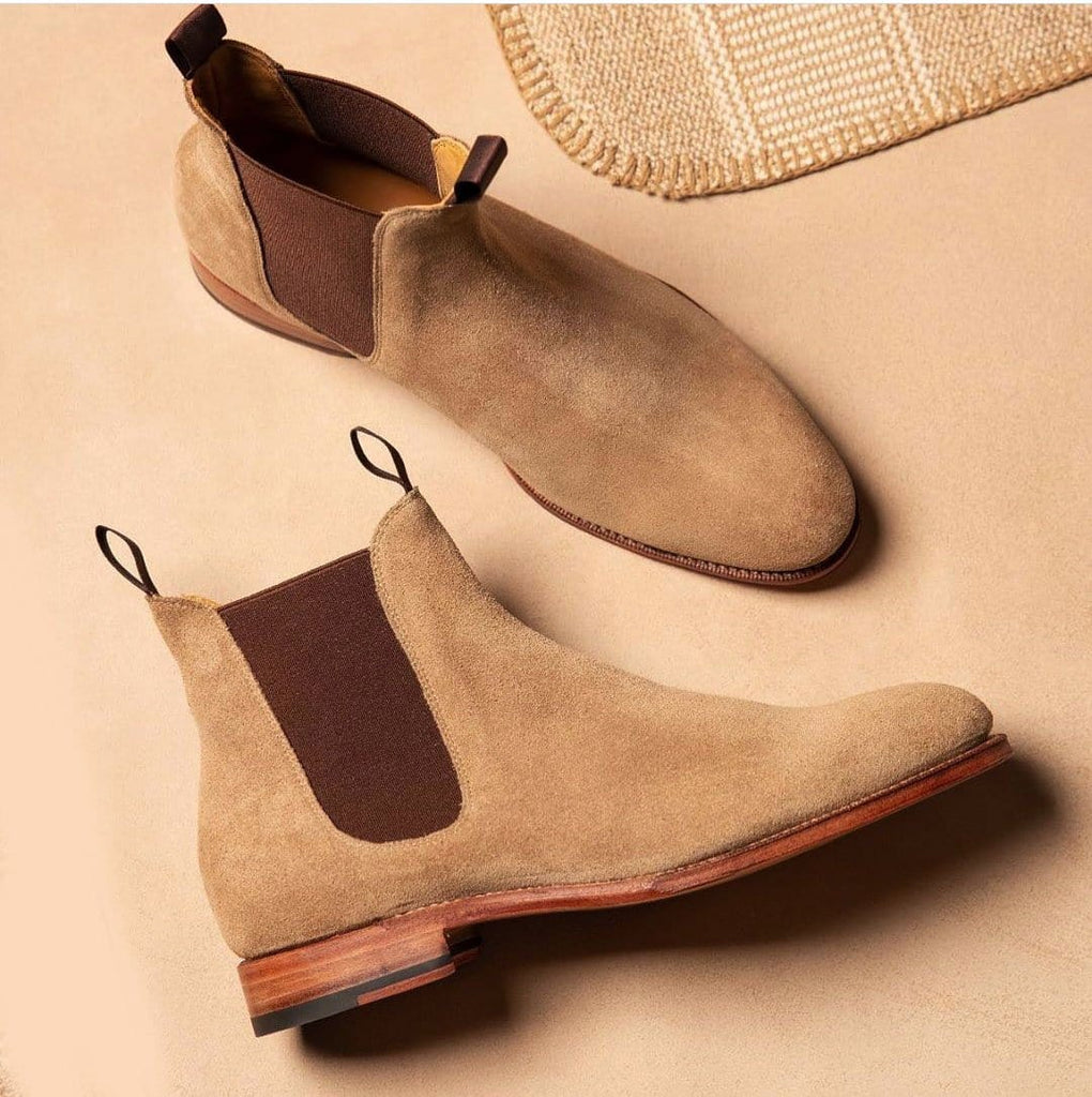 beige suede chelsea boots mens