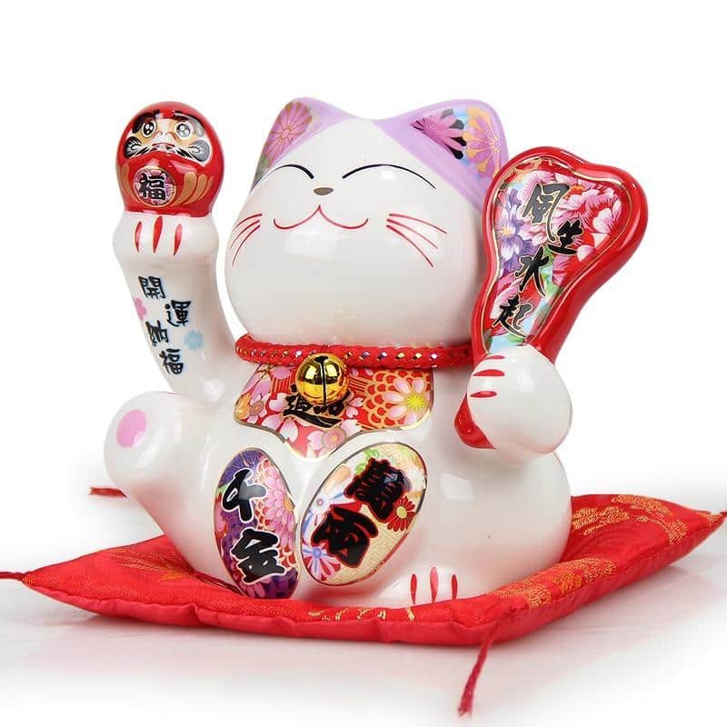 Tirelire Chat Japonais Maneki Neko Rose Chat C Bon