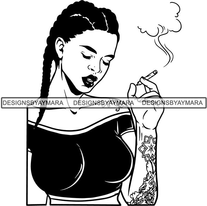 Download Afro Woman Smoking Pot Weed Joint Blunt Cannabis Marijuana SVG Cutting - DesignsOfMarijuana.com