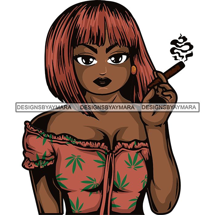 Afro Woman Smoking Pot Weed Joint Blunt Cannabis Marijuana ...