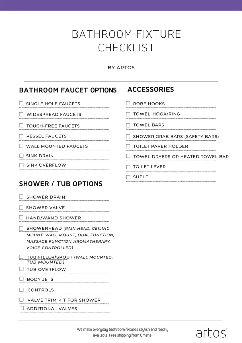 artos_bathroom fixtrues checklist