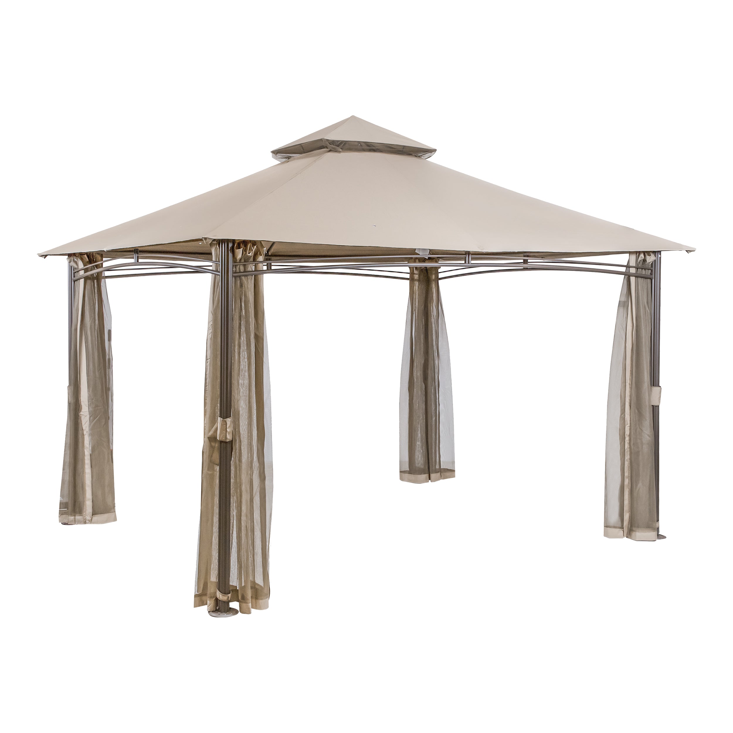 Merra 13x10 Outdoor Garden 2-tier Steel Gazebo with Soft Top Canopy, Mosquito Netting and Curtains
