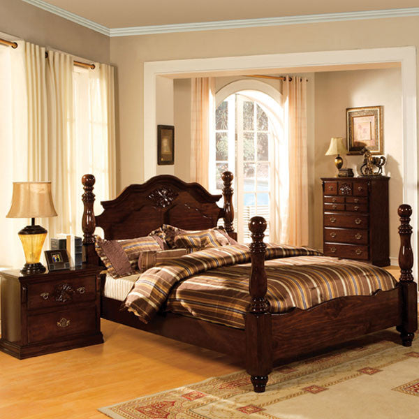 Tuscan Colonial Style Dark Pine Finish 6-Piece Bedroom Set ...