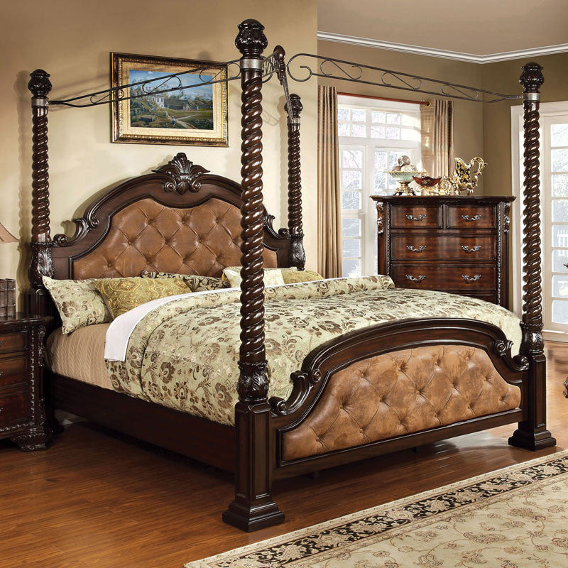 Monte Vista Luxury  Style Leatherette Canopy  Bed  24 7 
