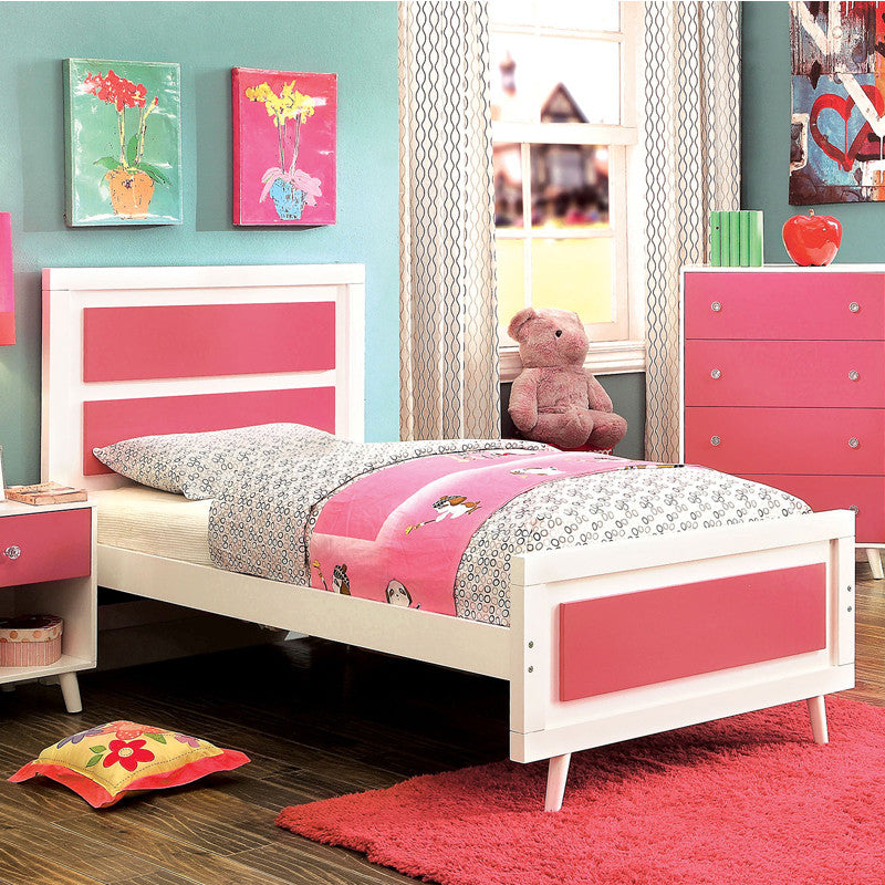 Alivia Pink and White Twin Size Youth Bed - 24/7 Shop At Home