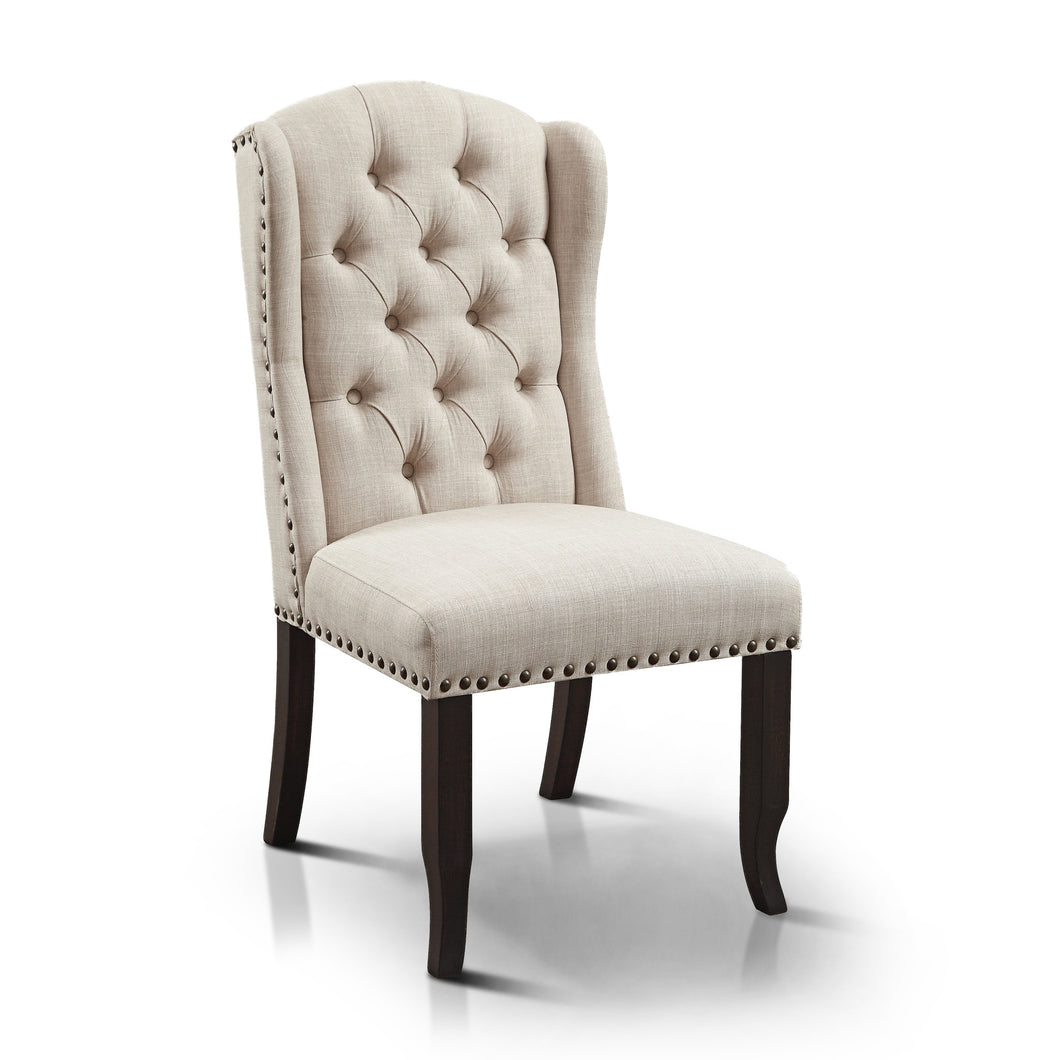 Wing Back Button Diamond Shape Tufted Fabric Dining Chairs 24 7 Shop At Home