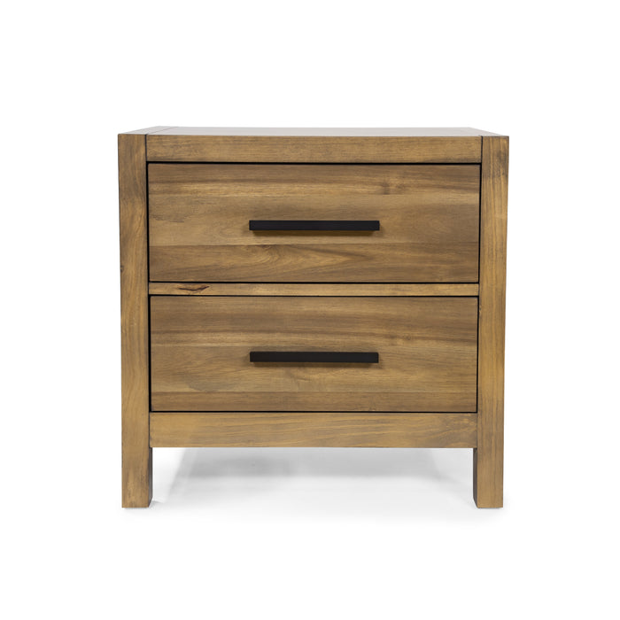 Duggan Light Oak & Black Bar Handle Felt-lined 2-Drawer Nightstand — 24 ...