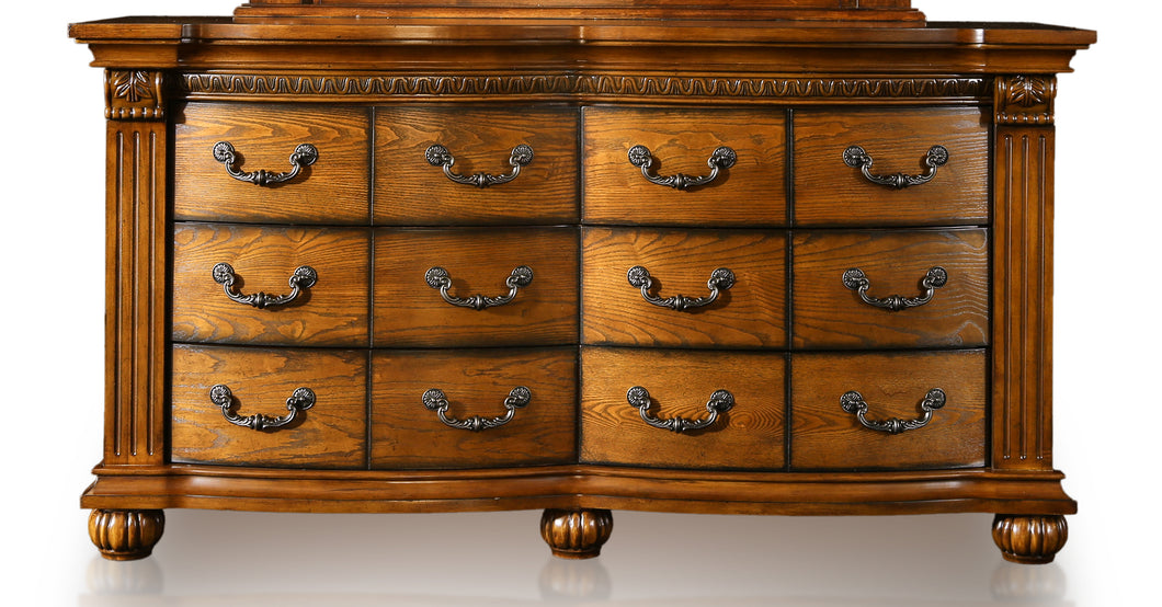 Bellagrand English Style Antique Tobacco Oak Bedroom Dresser