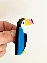 Load image into Gallery viewer, Blue Winged Tropical Toucan Brooch
