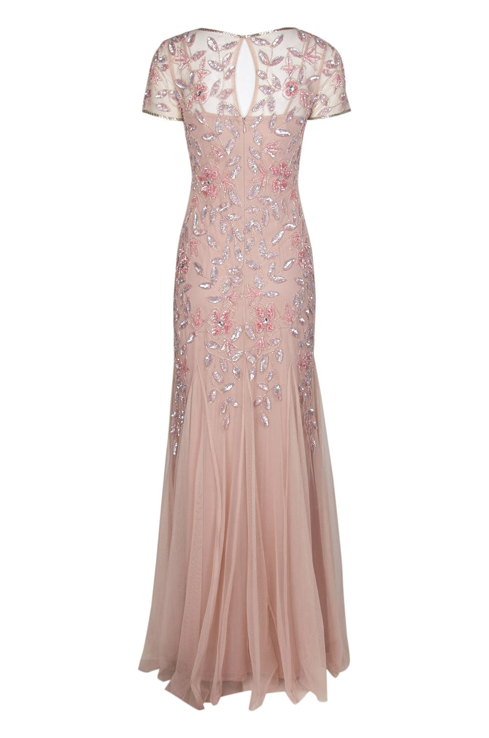 adrianna papell beaded godet gown