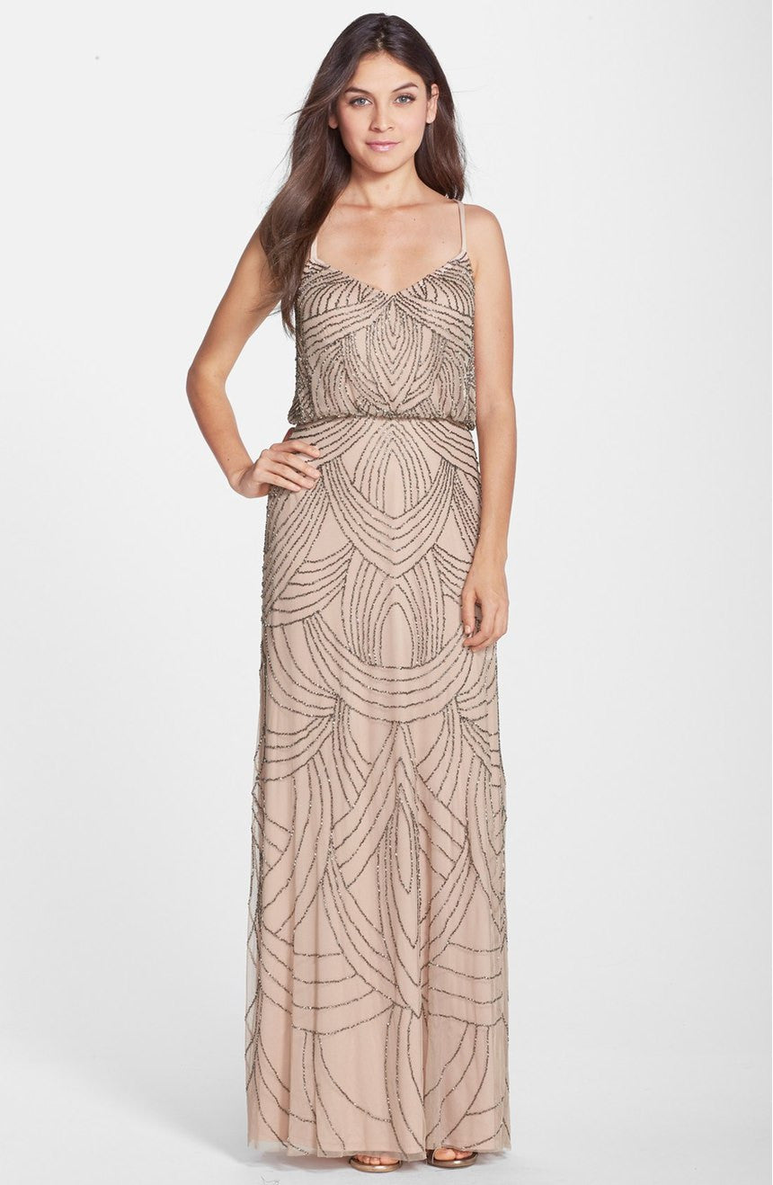 Adrianna Papell Cap-sleeve Beaded Embellished Gown - Blush ...