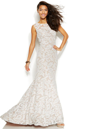 adrianna papell white lace dress