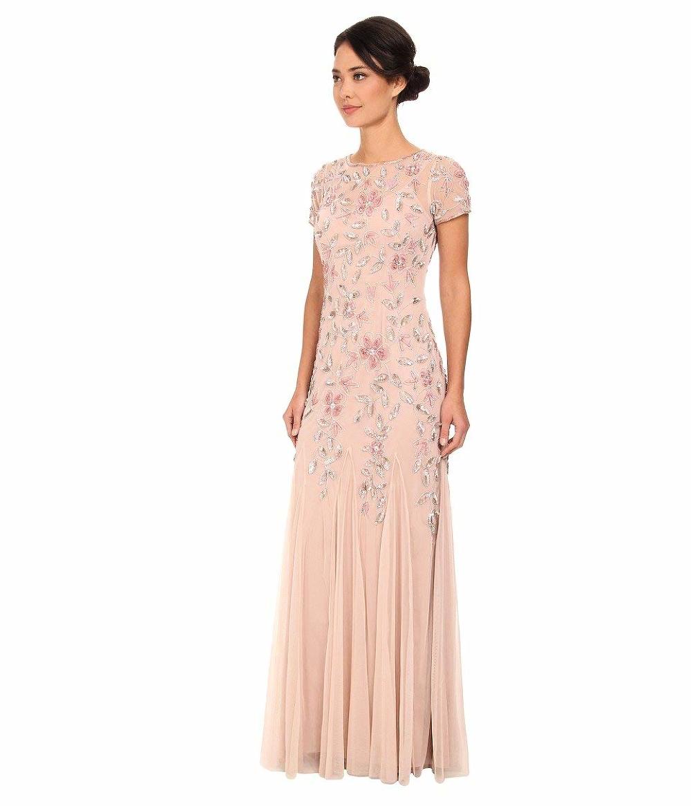 adrianna papell floral beaded gown