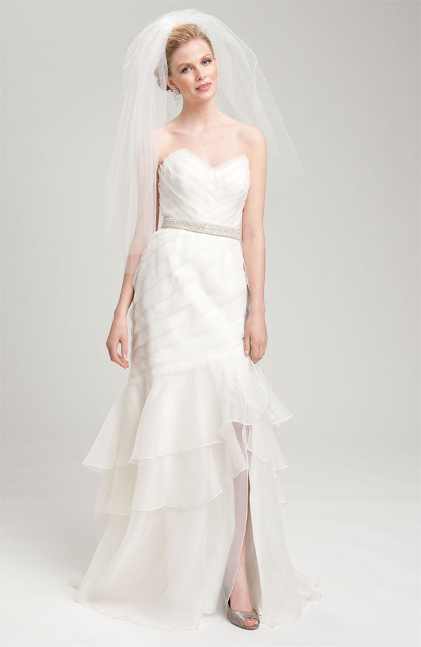 Theia Strapless Silk Organza Mermaid Wedding Gown - White ...