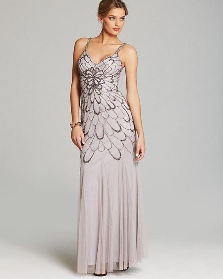 Adrianna Papell Art Deco Beaded Blouson Gown - Light Pink - Adinas Bridal