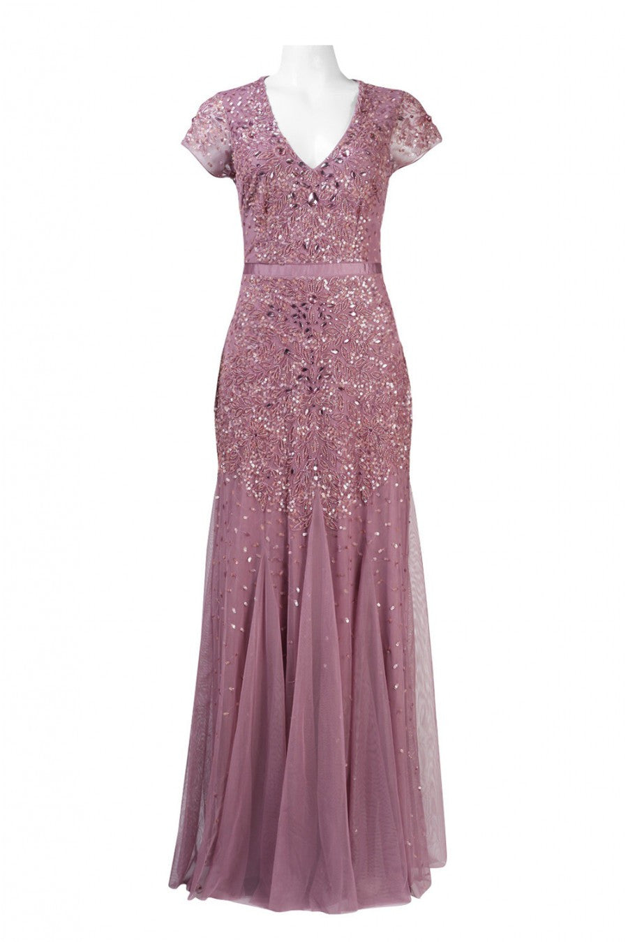 dusty rose gown with sleeves