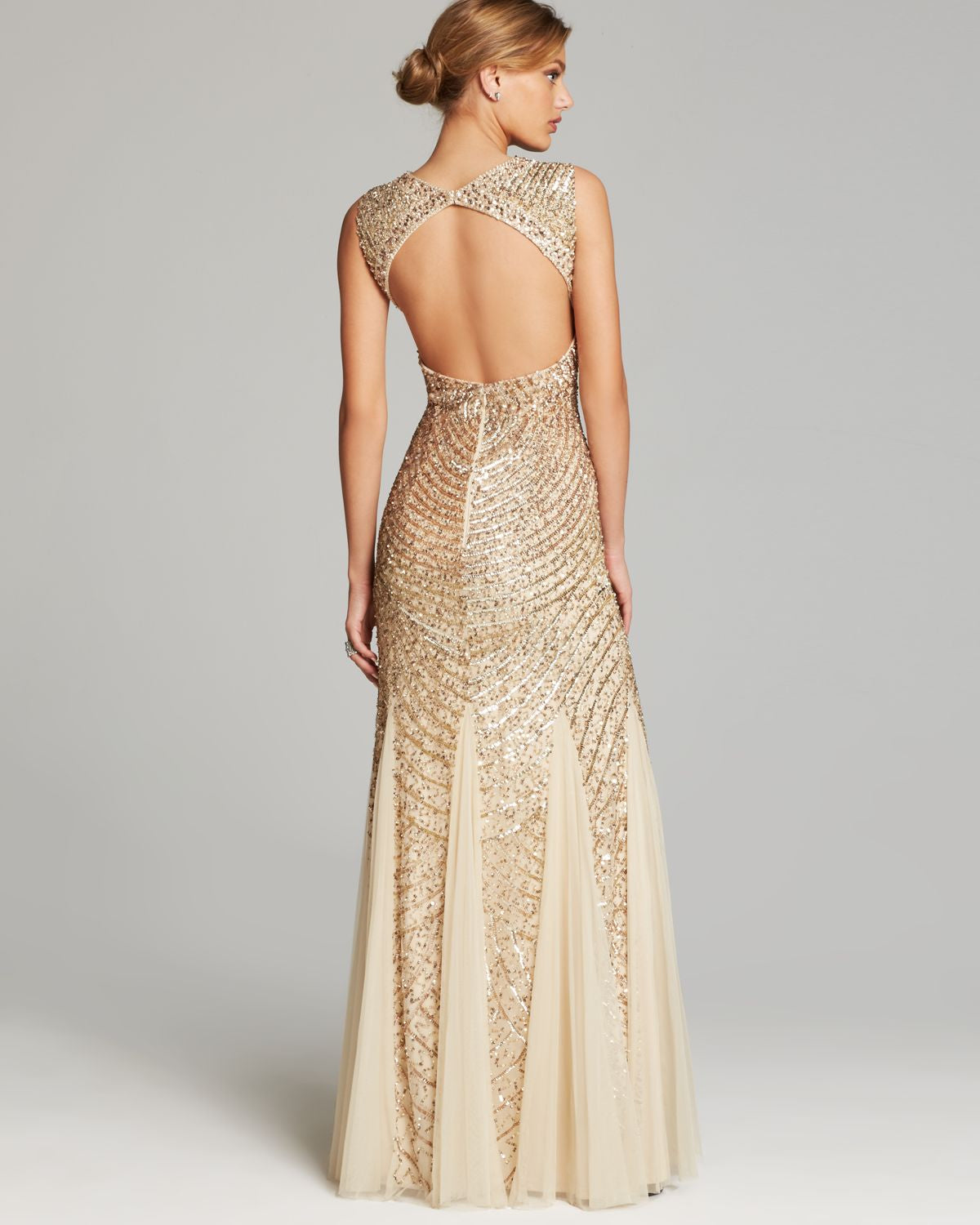 aidan mattox gold dress