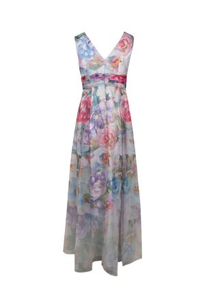 Adrianna Papell Floral Gown - Ivory Multi