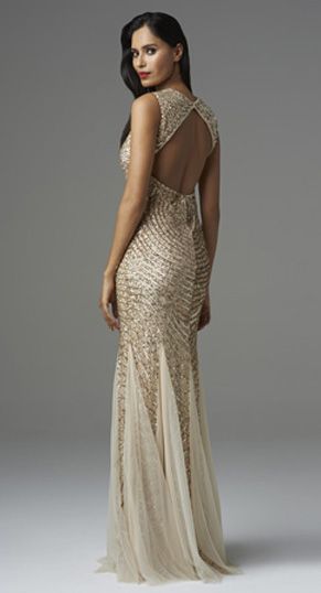 aidan mattox gold dress