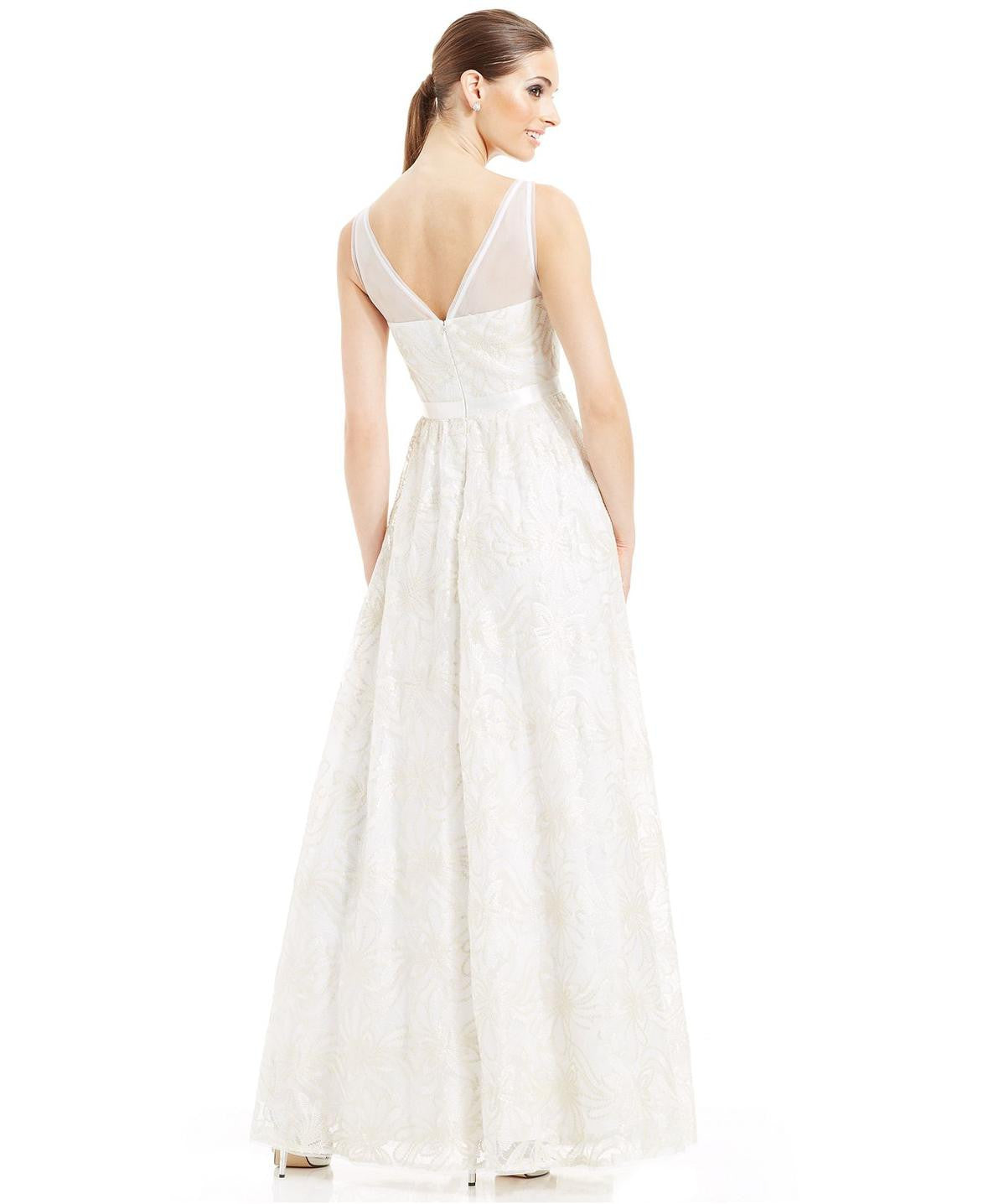 adrianna papell embellished illusion gown