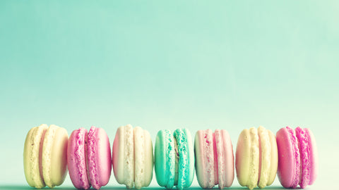 colorful macaroons taken from a low angle