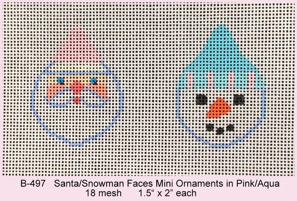 Santa/Snowman Faces in Pink/Aqua