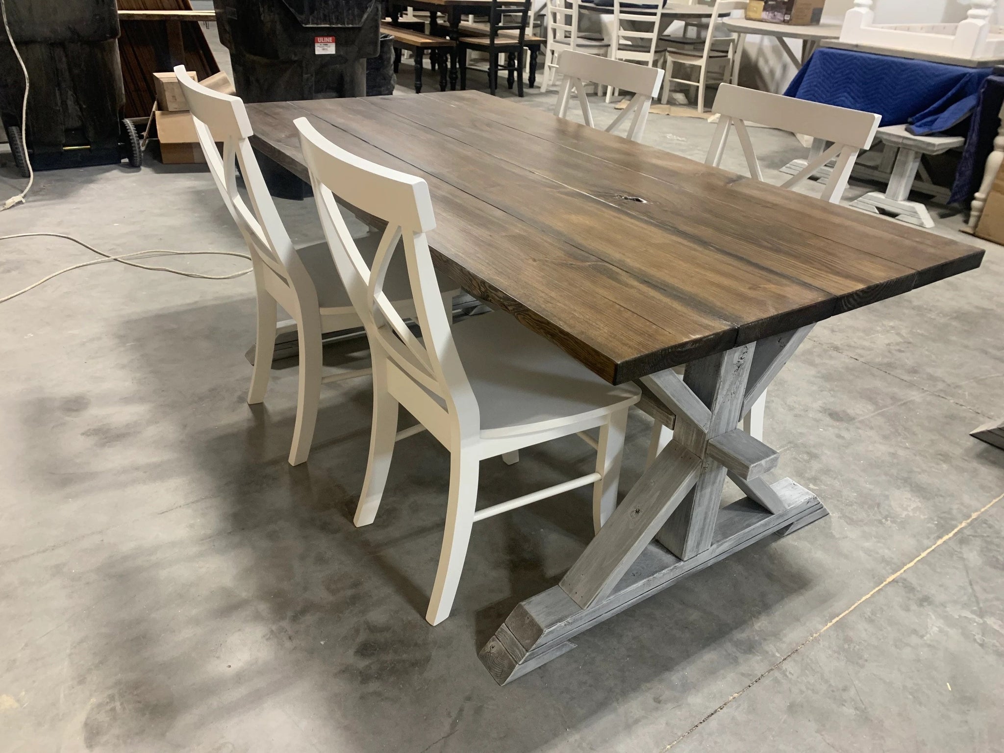 country style dining table with four chairs