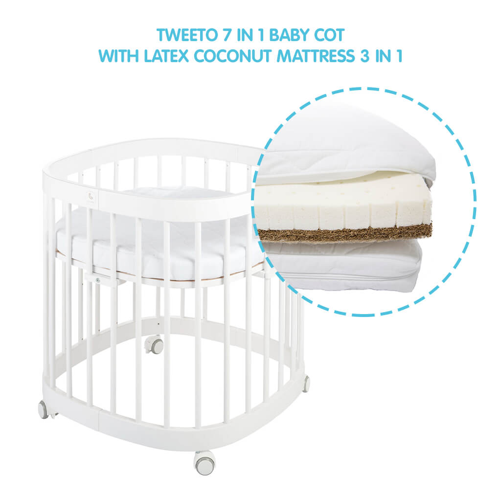 Tweeto 7 En 1 Lit Bebe Blanc Multifonctionnel Extensible 3 Pieces Ma Tweeto Uk