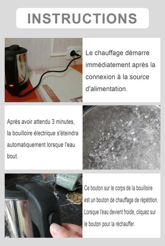 Bouilloire Électrique Portable 0.5L - Théière Instructions