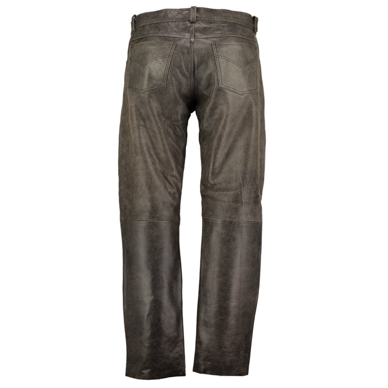 Men's Stonewash Distressed Vintage Leather Pants Trousers – Mens ...