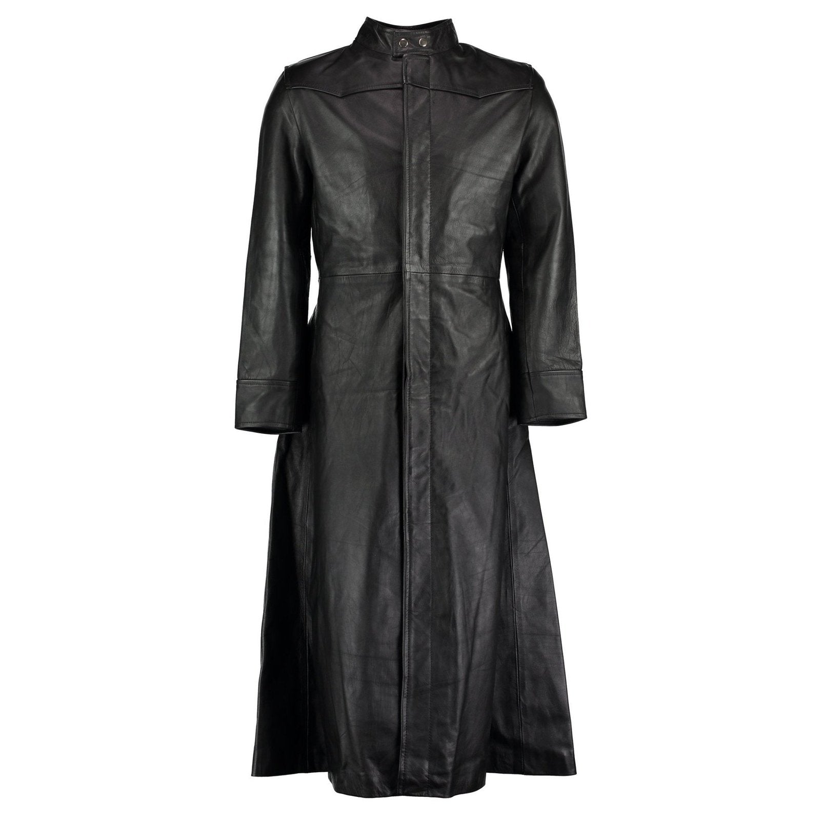 Neo Matrix Black Gothic Style Men's Long Leather Trench Coat – Mens ...