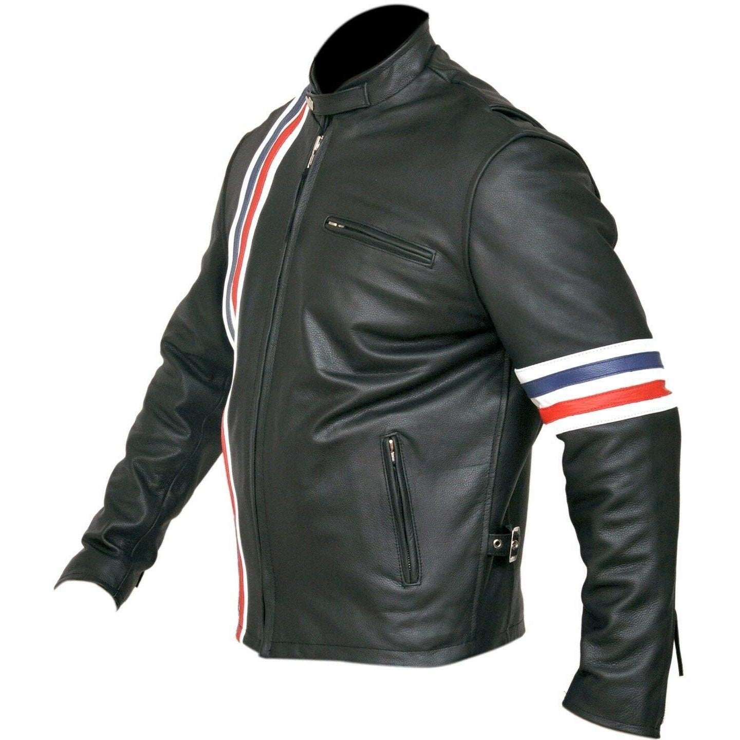 Peter fonda easy rider striped cowhide leather motorcycle jacket