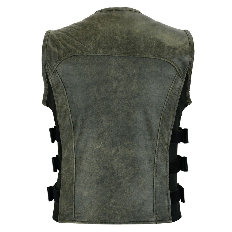 Premium Perforated Stonewash Distressed Leather Motorcycle Biker Vest ...