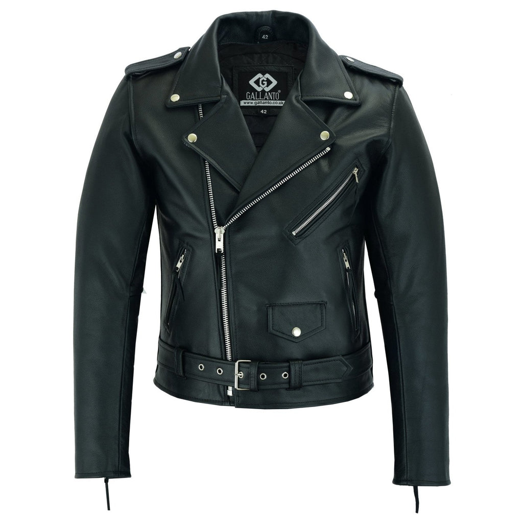 Terminator style mens black leather marlon brando biker motorcycle jac
