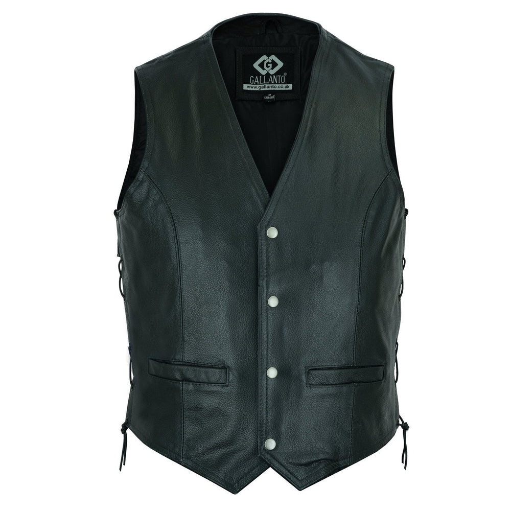Vintage brown side lace biker leather waistcoat vest