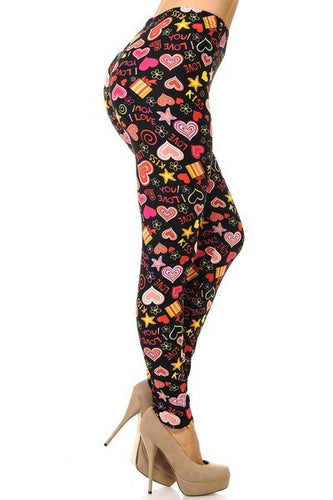 Young at Heart Curvy Plus Size Valentine Leggings – Polly's