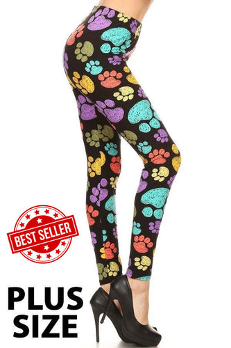 Paw Print Blue Plus Size Leggings