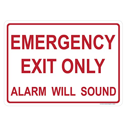 emergency exit alarm will sound sign