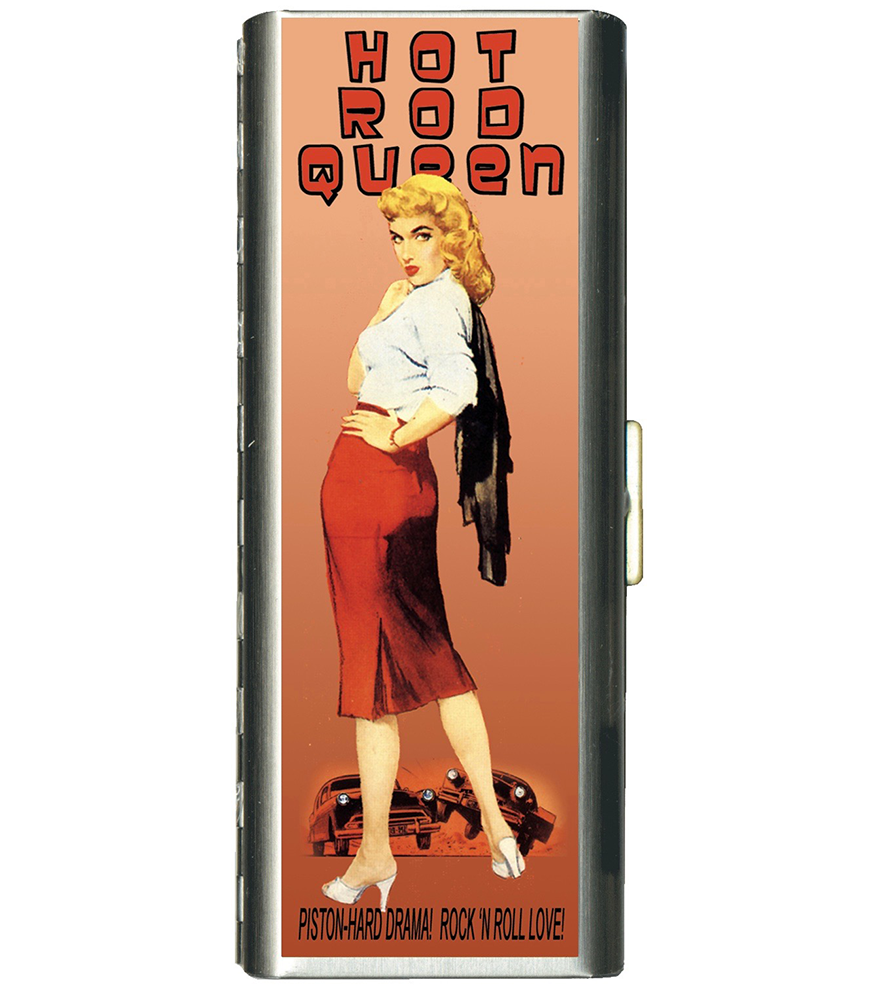 Classic Hardware Tampon Case Hinged Hard Shell Glamour Girl Art Metal  Travel