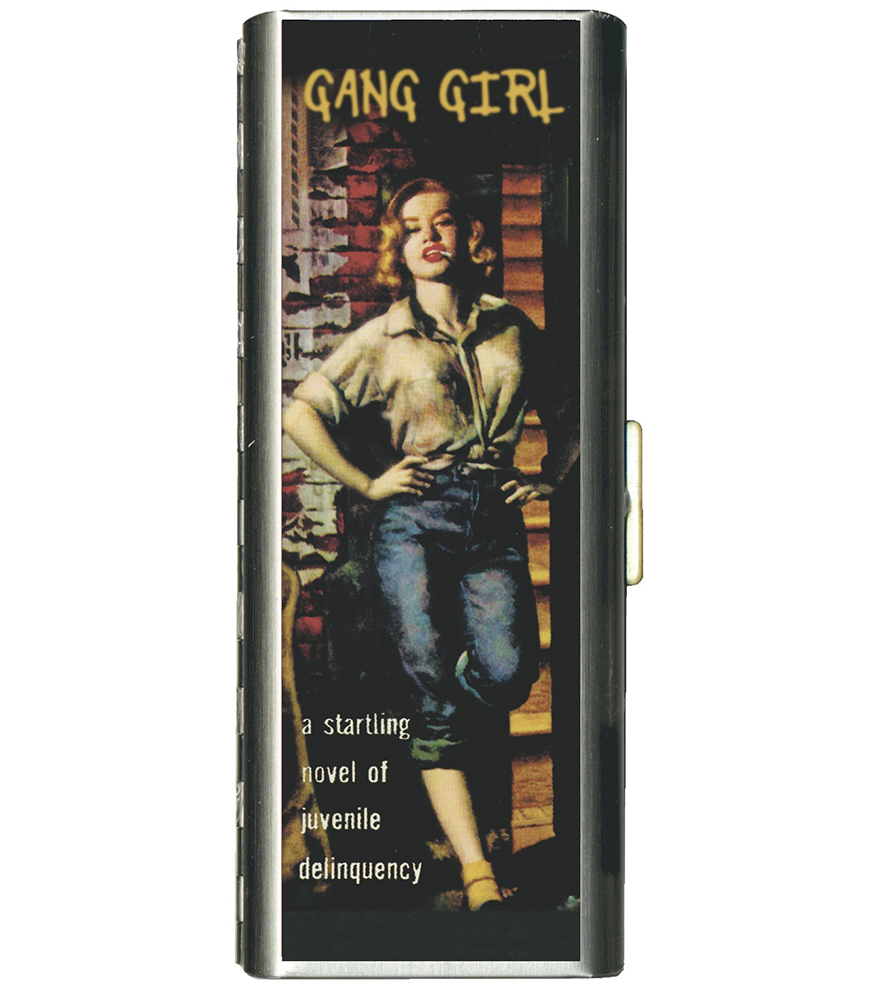 Classic Hardware Tampon Case Hinged Hard Shell Glamour Girl Art Metal  Travel
