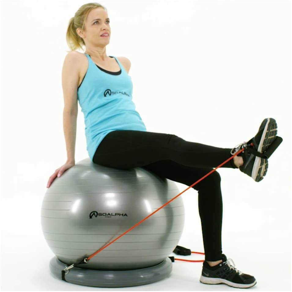 stability ball base with resistance bands