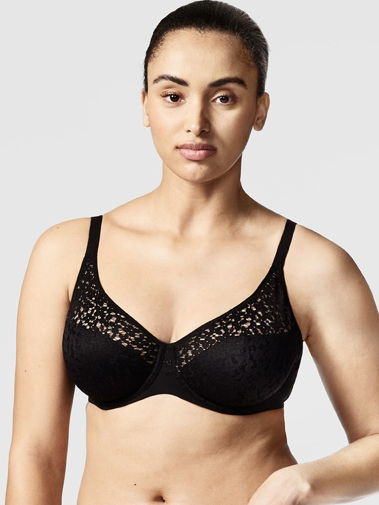 Women's Timpa 16800 Mesh Underwire Demi Bra (Black 36B) 