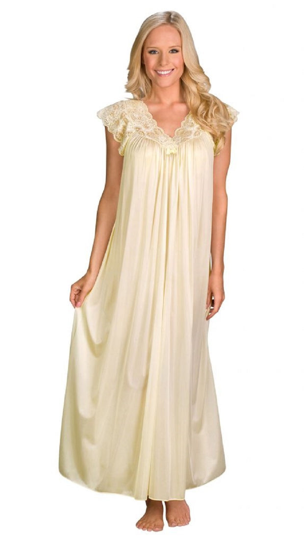 Shadowline Long Lace Cap Sleeve Nightgown - 32737 – Treasure Lingerie