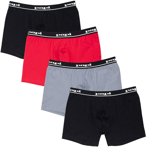 PAPI Boxer Briefs 4 Pack Mens - 990003 (Small, Navy/Grey/Black/LT