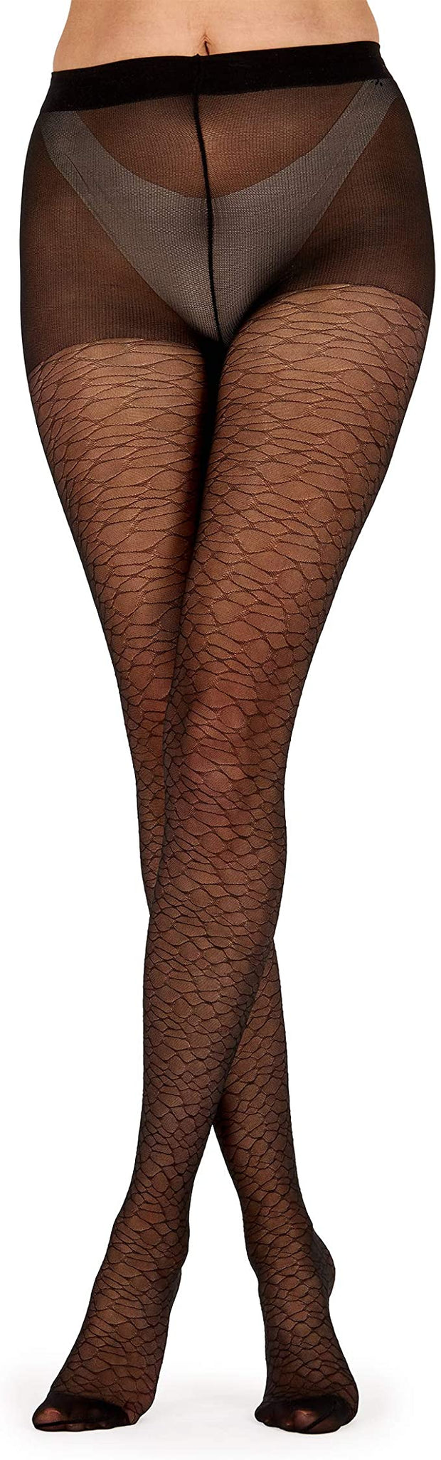 Black Diagonal Check Sheer Tights Plus Size Women's Fashion Tights  Patterned Tights 